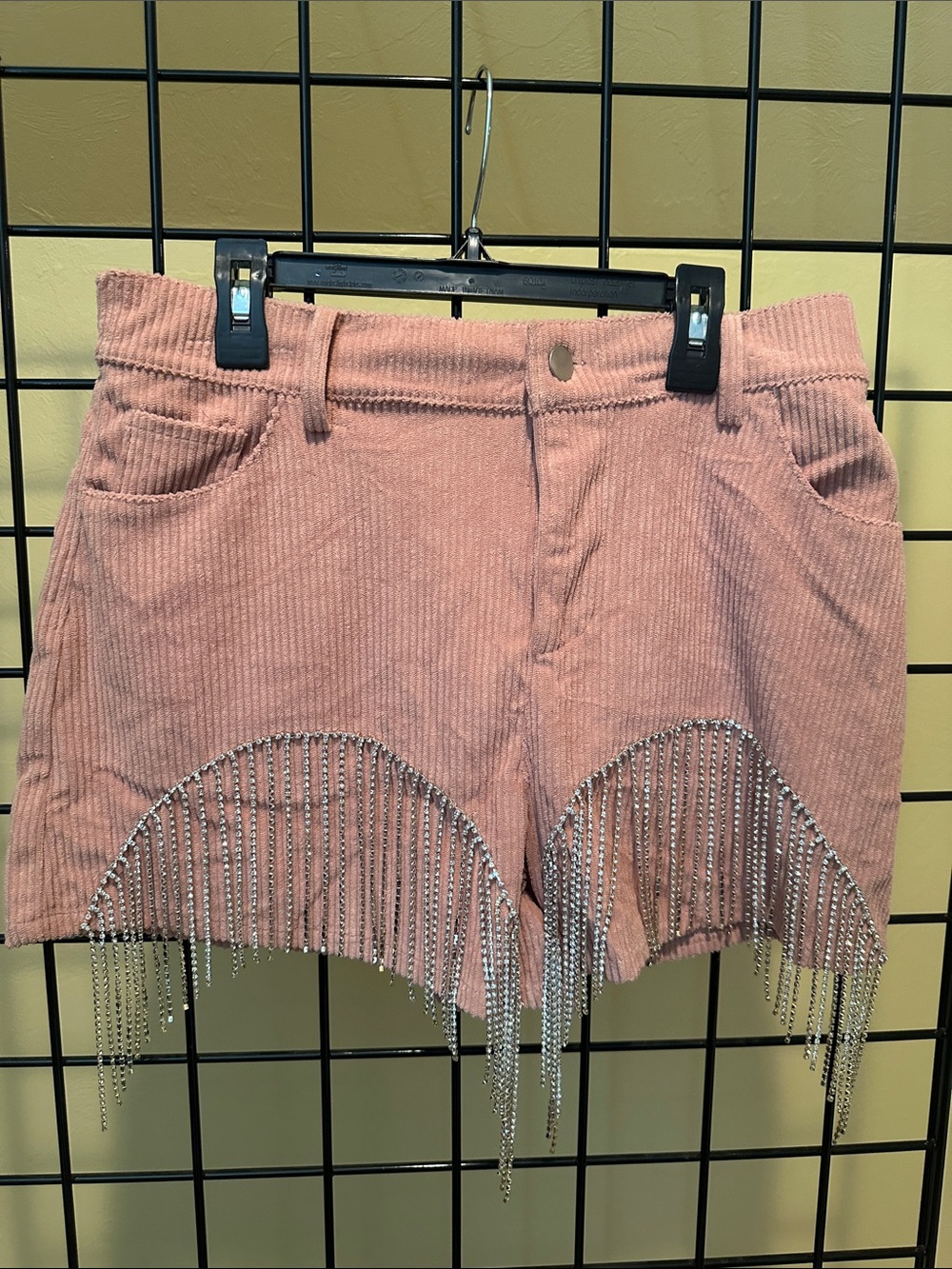 Savanna Jane Pink Corduroy Fringe Shorts